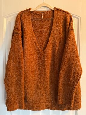 Free People Oversized Nubby Sweater Rust